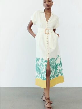 Zara Cream Linen Shirt with Tag